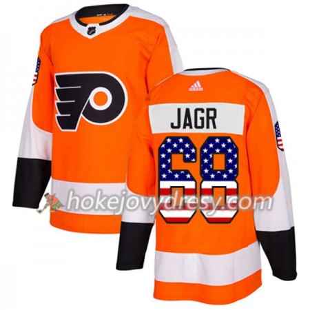 Pánské Hokejový Dres Philadelphia Flyers Jaromir Jagr 68 2017-2018 USA Flag Fashion Oranžová Adidas Authentic